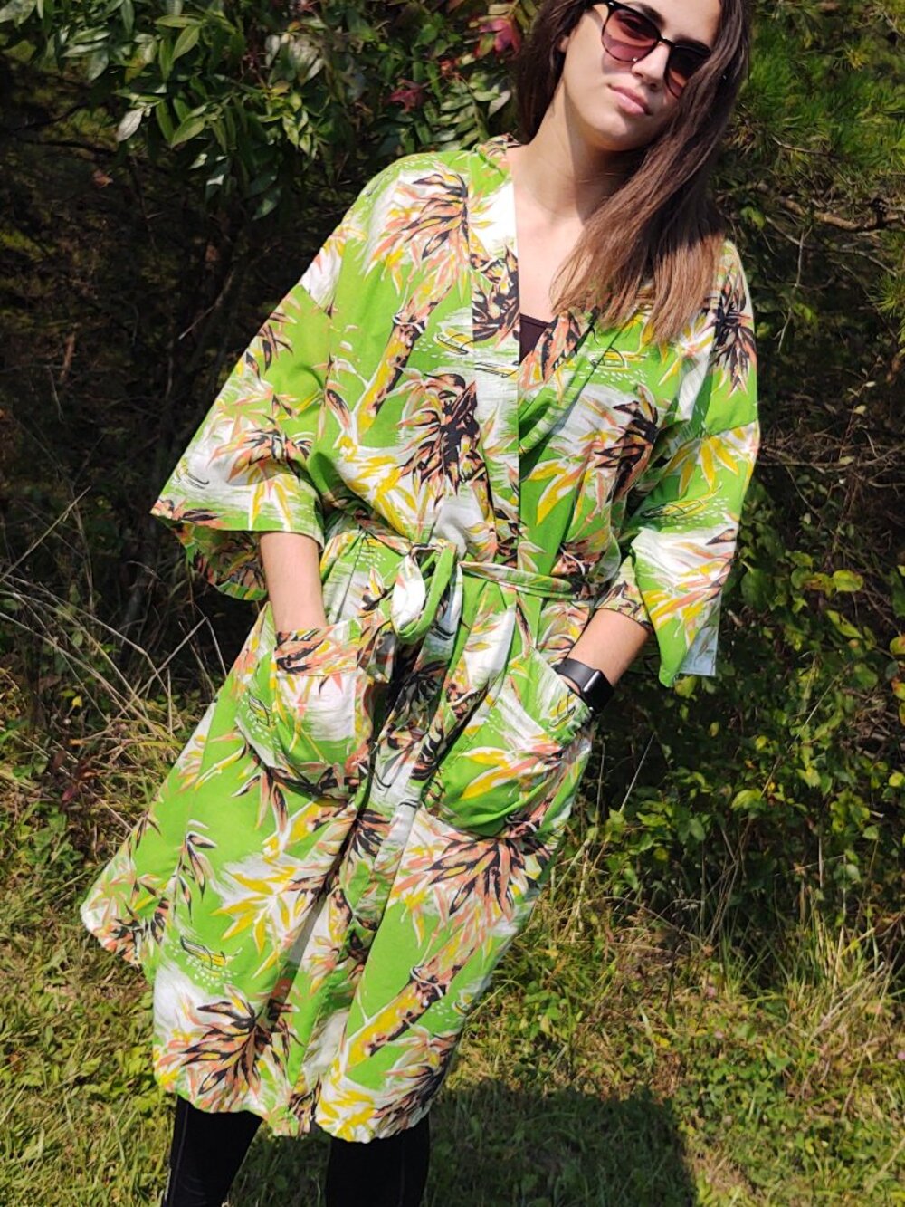 VINTAGE Tropical Print Robe By Weldon One Size